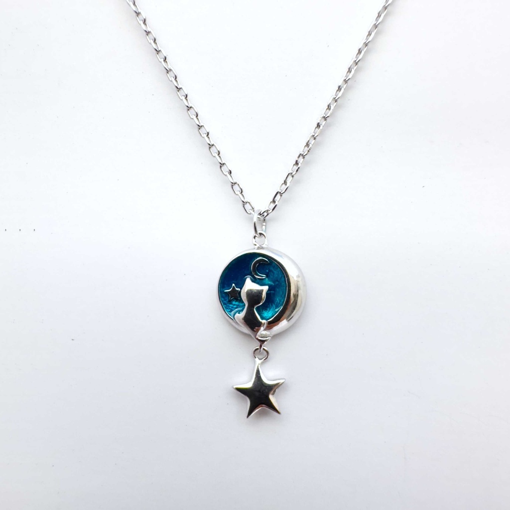 Collar Gato Noches de Cobalto de plata 925