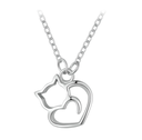 Collar Silueta de Gato Plateado de plata 925
